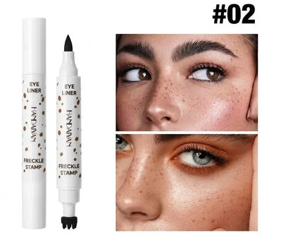 Handaiyan - 2-In-1 Freckle Stamp & Liquid Eyeliner Pen 3.6ml 